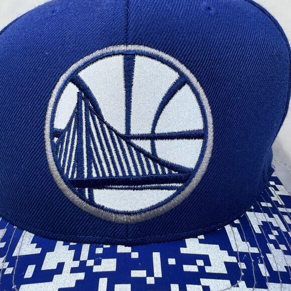 Golden State Warriors NBA - Mitchell & Ness Blue SnapBack Cap Hat One Size - Picture 3 of 9